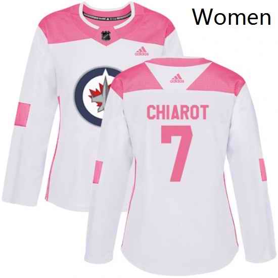 Womens Adidas Winnipeg Jets 7 Ben Chiarot Authentic WhitePink Fashion NHL Jersey